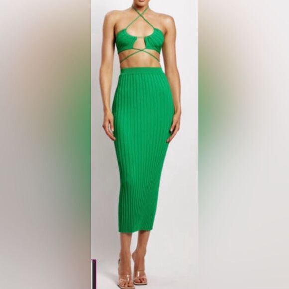 Meshki Crystal Vibrant Green Ribbed Set - Picture 1 of 12